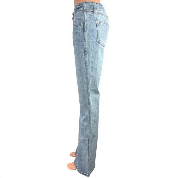 Pacsun Blue Light Wash Low Rise Y2K Stretch Denim Flared Bell Bottom Jeans Sz S - Picture 2 of 5